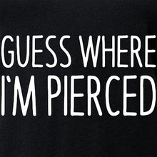 Load image into Gallery viewer, Guess Where I'm Pierced Black Tapered V-Neck Tee Shirt