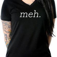 Load image into Gallery viewer, Meh. Black Tapered V-Neck Tee Shirt