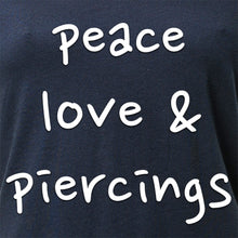 Load image into Gallery viewer, Peace Love & Piercings Black Tapered V-Neck Tee Shirt