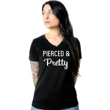 Load image into Gallery viewer, Pierced & Pretty Black Tapered V-Neck Tee Shirt