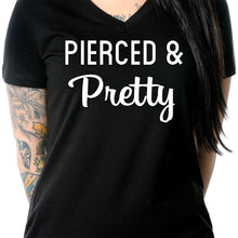 Load image into Gallery viewer, Pierced & Pretty Black Tapered V-Neck Tee Shirt