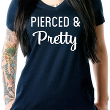 Load image into Gallery viewer, Pierced & Pretty Black Tapered V-Neck Tee Shirt
