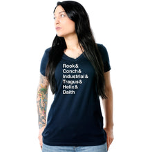 Load image into Gallery viewer, Rook & Conch & Industrial & Tragus & Helix & Daith Tapered V-Neck Tee Shirt