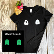 Load image into Gallery viewer, Halloween Glow in the Dark Ghost Boobies Tee V-Neck Tee Shirt 100% Cotton