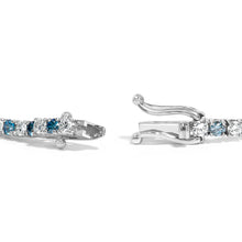 Load image into Gallery viewer, 14K White Gold 4.0 Cttw Alternating White and Blue Lab Grown Diamond Tennis Bracelet - 7" inches