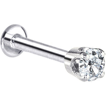 Load image into Gallery viewer, 16G Solid 14K White Gold 3mm Cubic Zirconia Tragus Earring Stud