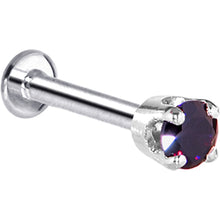 Load image into Gallery viewer, 16G Solid 14K White Gold 3mm Amethyst Cubic Zirconia Tragus Earring Stud