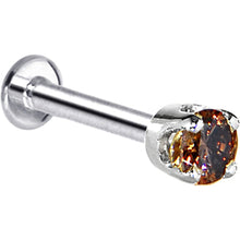 将图片加载到图库查看器,16G Solid 14K White Gold 3mm Brown Cubic Zirconia Tragus Earring Stud