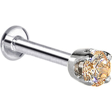Load image into Gallery viewer, 16G Solid 14K White Gold 3mm Champagne Cubic Zirconia Tragus Earring Stud