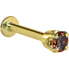 将图片加载到图库查看器,16G Solid 14K Yellow Gold 3mm Brown Cubic Zirconia Tragus Earring Stud