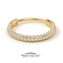 Load image into Gallery viewer, 20G Gold PVD Implant Grade Titanium Triple Sided Micro Gem Hinged Nose Hoop