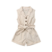 Load image into Gallery viewer, Baby Girls Clothes Sleeveless Turn-down Collar One-Pieces Romper Solid Color Girls Jumpsuit Dress for Girls