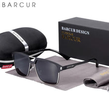 Load image into Gallery viewer, BARCUR Polarized Men’s Sunglasses – Fashionable Square Stainless Steel Frame UV400 Protection Anti-Reflective Outdoor Sports & Driving Eyewear – Original Design Casual Style with Premium Polycarbonate Lenses