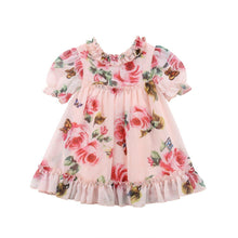 Load image into Gallery viewer, Cute Baby Girls Dress with Flower Puff Sleeves A -line Dress For Baby Girls for Holiday Party