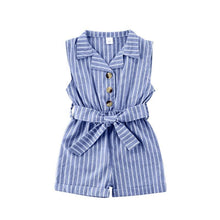 Load image into Gallery viewer, Baby Girls Clothes Sleeveless Turn-down Collar One-Pieces Romper Solid Color Girls Jumpsuit Dress for Girls