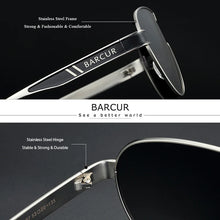 Load image into Gallery viewer, BARCUR Men's Polarized Sunglasses UV400 Protection Special-Shaped Eyewear for Men Stainless Steel Frame Eyeglasses Accessory