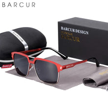 Load image into Gallery viewer, BARCUR Polarized Men’s Sunglasses – Fashionable Square Stainless Steel Frame UV400 Protection Anti-Reflective Outdoor Sports & Driving Eyewear – Original Design Casual Style with Premium Polycarbonate Lenses