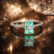 Load image into Gallery viewer, 925 Sterling Silver 1.40mm Width CZ & Glass Ring Size 6 for Women