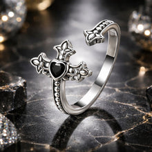 Load image into Gallery viewer, 925 Sterling Silver Pavé Setting CZ Oxidized Silver Ring