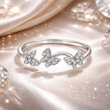 Load image into Gallery viewer, 925 Sterling Silver Oxidized Butterfly Ring with Pavé Setting CZ for Women