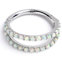 将图片加载到图库查看器,16G 3/8 Solid 14K White Gold Synthetic Opal Hinged Segment Ring