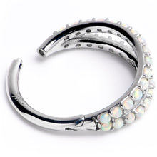 将图片加载到图库查看器,16G 3/8 Solid 14K White Gold Synthetic Opal Hinged Segment Ring