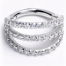 将图片加载到图库查看器,16G 5/16 Solid 14K White Gold Clear CZ Gem Row Hinged Segment Ring