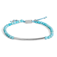 Load image into Gallery viewer, Sterling Silver Turquoise Beads Station Bracelet with Bolo Clasp