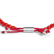 Load image into Gallery viewer, Sterling Silver Red Jasper Bead Station Bracelet with Bolo Clasp