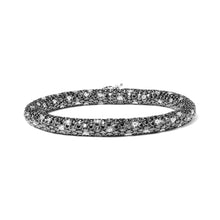 将图片加载到图库查看器,18K White Gold 20.0 Cttw Black and White Pave Set Diamond Eternity Snake Skin Style Tennis Bracelet (Black and G-H Color, SI1-SI2 Clarity) - Size 7"