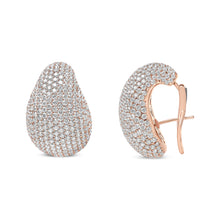 将图片加载到图库查看器,18K Rose Gold 13 1/5 Cttw Micro-Pave Diamond Sculptural Design Statement Omega Back Earrings (G-H Color, SI1-SI2 Clarity)