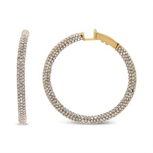 将图片加载到图库查看器,18K Rose Gold 6.90 Cttw Pave Set Diamond Inside Out Eternity Hoop Earrings (F-G Color, VS1-VS2 Clarity)