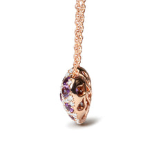 Load image into Gallery viewer, 18K Rose Gold 3/4 Cttw Diamond and Purple Amethyst Cluster Heart Shape 18" Pendant Necklace (G-H Color, SI1-SI2 Clarity)
