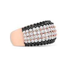 Load image into Gallery viewer, 18K Rose Gold 2 1/5 Cttw Black and White Diamond 6 Row Band Ring (F-G and Black Color, VS1-VS2 Clarity) - Ring Size 7