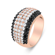 Load image into Gallery viewer, 18K Rose Gold 2 1/5 Cttw Black and White Diamond 6 Row Band Ring (F-G and Black Color, VS1-VS2 Clarity) - Ring Size 7