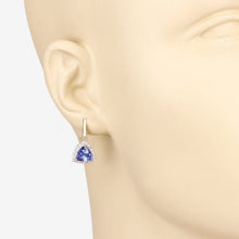 Load image into Gallery viewer, 3.86 Carat Genuine Tanzanite and White Diamond 14K Yellow Gold Earrings