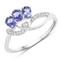 Load image into Gallery viewer, 0.56 Carat Genuine Tanzanite and White Diamond 14K White Gold Ring