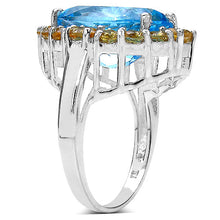 Load image into Gallery viewer, 12.73 Carat Genuine Blue Topaz & Citrine .925 Sterling Silver Ring