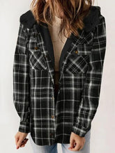 Load image into Gallery viewer, Plaid Snap Down Plush Hooded Jacket Soft & Warm Women Outerwear Cozy And Comfortable Jacket