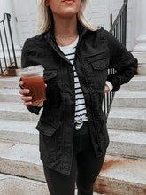 Load image into Gallery viewer, Retro Pocketed Long Sleeve Zip-Up Jacket Lightweight & Stylish Outerwear for Everyday Wear
