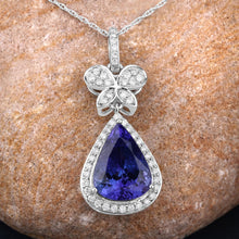 将图片加载到图库查看器,5.54 Carat Genuine Tanzanite and White Diamond 18K White Gold Pendant