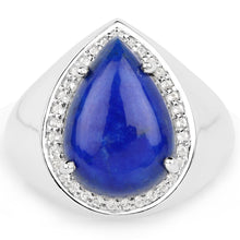 Load image into Gallery viewer, 5.52 Carat Genuine Lapis and White Zircon .925 Sterling Silver Ring