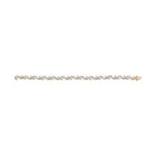 将图片加载到图库查看器,10k Yellow Gold 3.00 Cttw Round-Cut and Baguette-Cut Floral Link 7.25" Bracelet (I-J Color, I1-I2 Clarity)