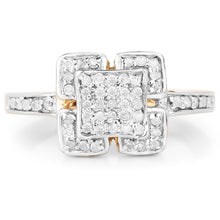 Load image into Gallery viewer, 14K Yellow Gold Plated 0.24 Carat Genuine White Diamond .925 Sterling Silver Ring