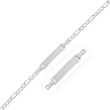 Load image into Gallery viewer, 14k White Gold Figaro Chain Fancy Children's ID Bracelet