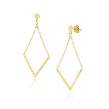 Load image into Gallery viewer, 14k Yellow Gold Diamond Shape Chain Drop Earrings