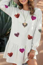 Load image into Gallery viewer, Cute Heart Round Neck Long Sleeve Mini Dress Stylish Dress for Women Girls Simple Charming Dress