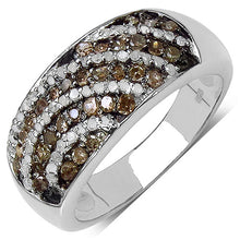 将图片加载到图库查看器,0.64 Carat Genuine Champagne Diamond & White Diamond .925 Sterling Silver Ring