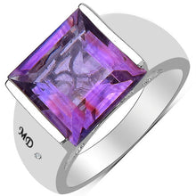 Load image into Gallery viewer, 5.21 Carat Genuine Amethyst & White Diamond .925 Sterling Silver Ring