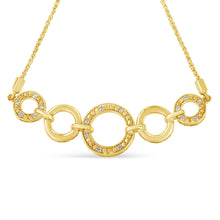 Load image into Gallery viewer, 10K Yellow Gold over .925 Sterling Silver Diamond Accented Graduated Infinity Open Circle 6â€-9†Adjustable Bolo Bracelet